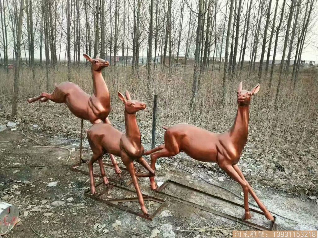 奔跑铜小鹿 动物铜雕小鹿