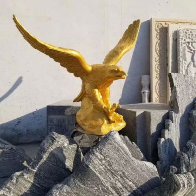 玻璃钢仿铜老鹰雕塑 价格便宜 动物景观雕塑 厂家精准雕刻制作