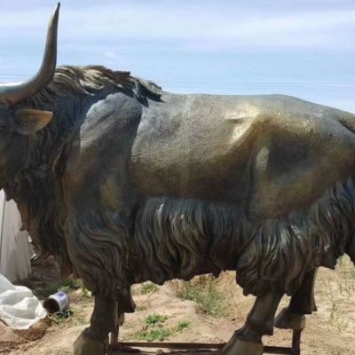 玻璃钢仿铜牦牛雕塑 动物景观雕塑 生产厂家雕塑制作